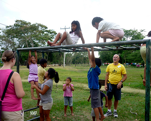 CHildren in Bolivia playing on a playground